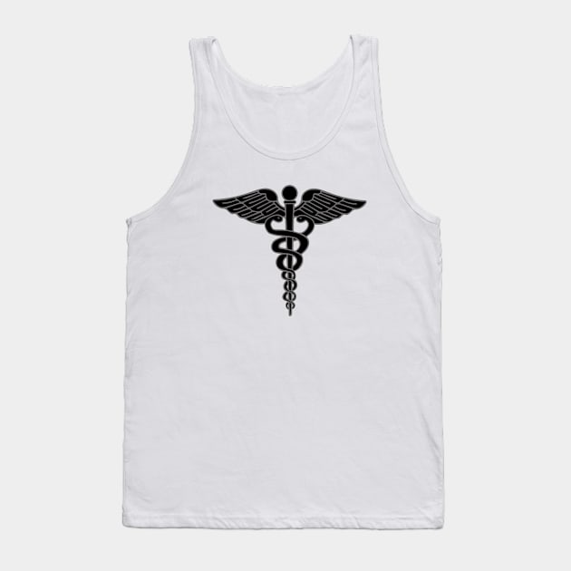 Caduceus Symbol of Medicine Black Tank Top by tandre